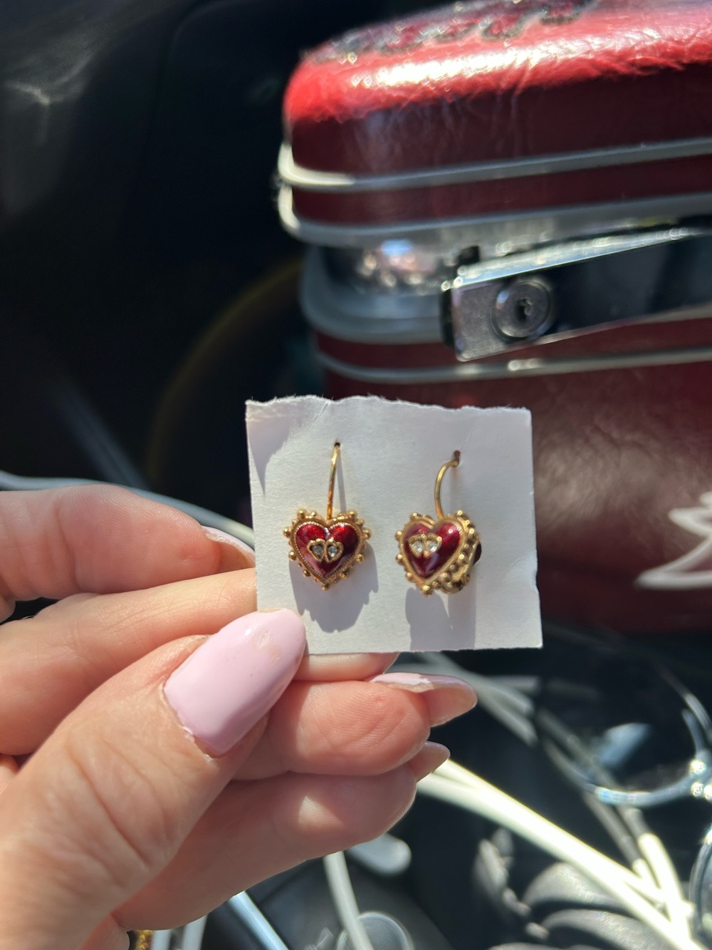 Joan Rivers Gold-Tone Red Heart Drop Earrings with Crystal Centers